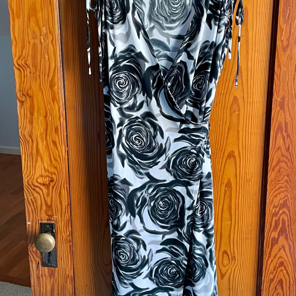 Sweet Chemise black and white floral wrap dress